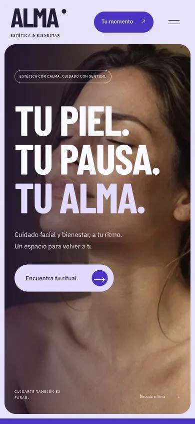 Captura real de la portada móvil de Alma