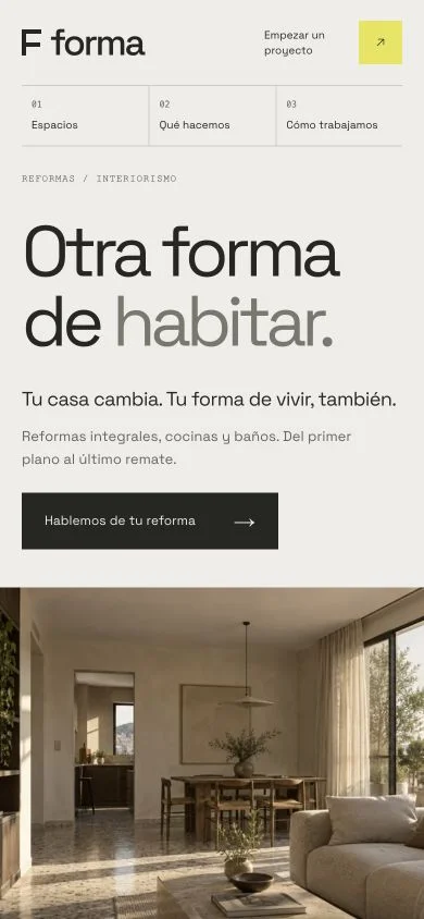 Captura real de la portada móvil de Forma Estudio